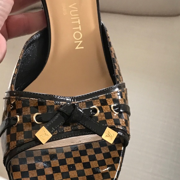 LOUIS VUITTON Damier Black&Brown SlipOn Heels - Picture 8 of 8